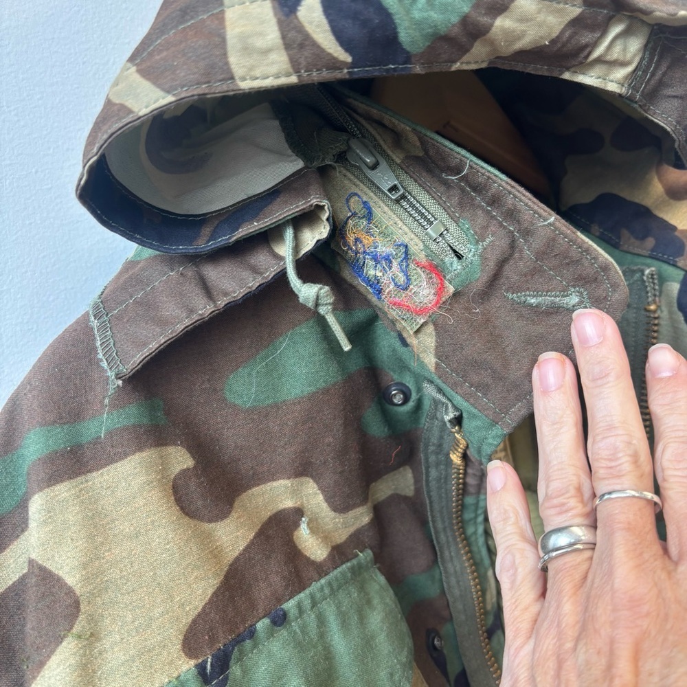 Military Mens Small Field Cold Weather Coat Woodland Camo Lined Army Hooded - Picture 2 of 12